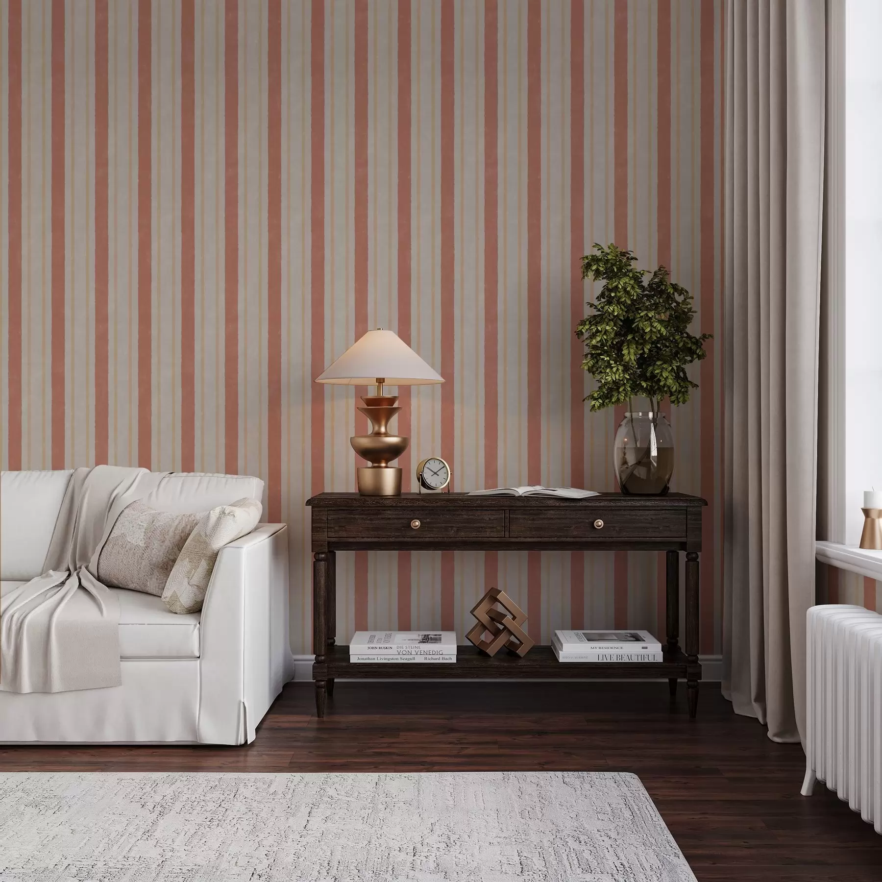 fototapeter Brede striper i terrakotta-beige toner a00514