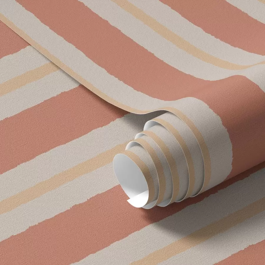 fototapeter Lyse terrakottastriper med beige aksenter a00515