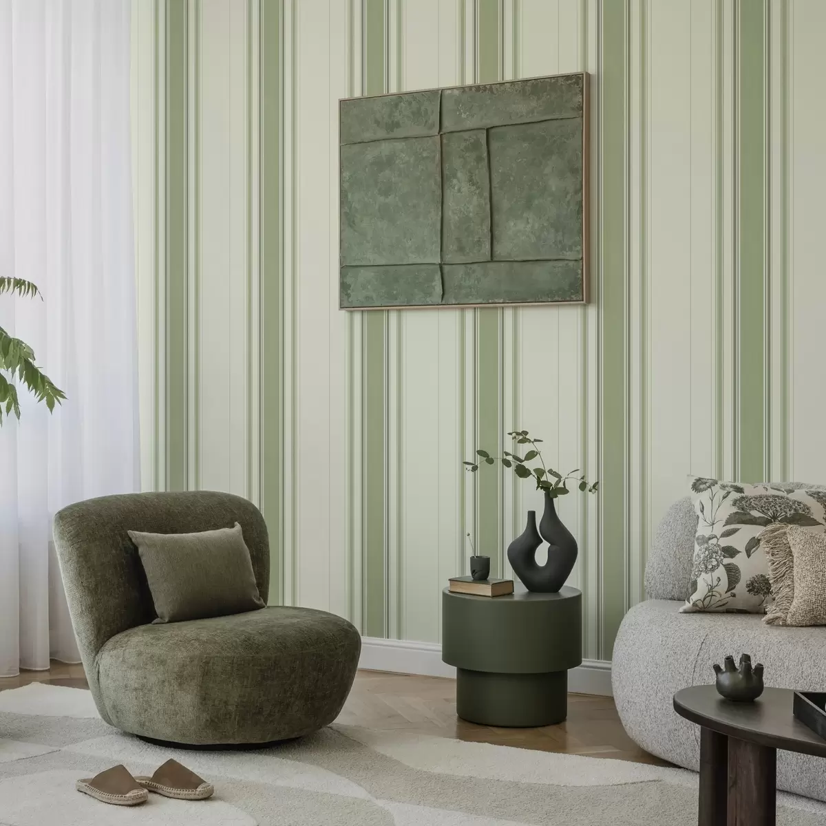 Bakgrunn Kremfarget bakgrunn med en bred grønn midtstripe a00519