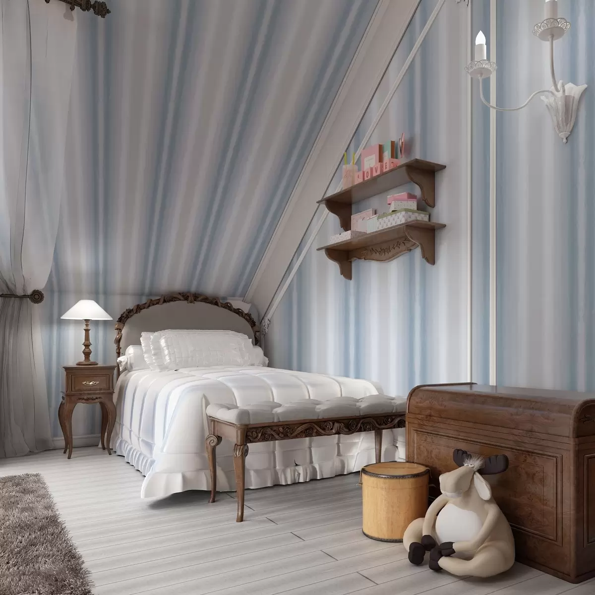 Bakgrunn Brede striper i kjølige blågrå toner a00551