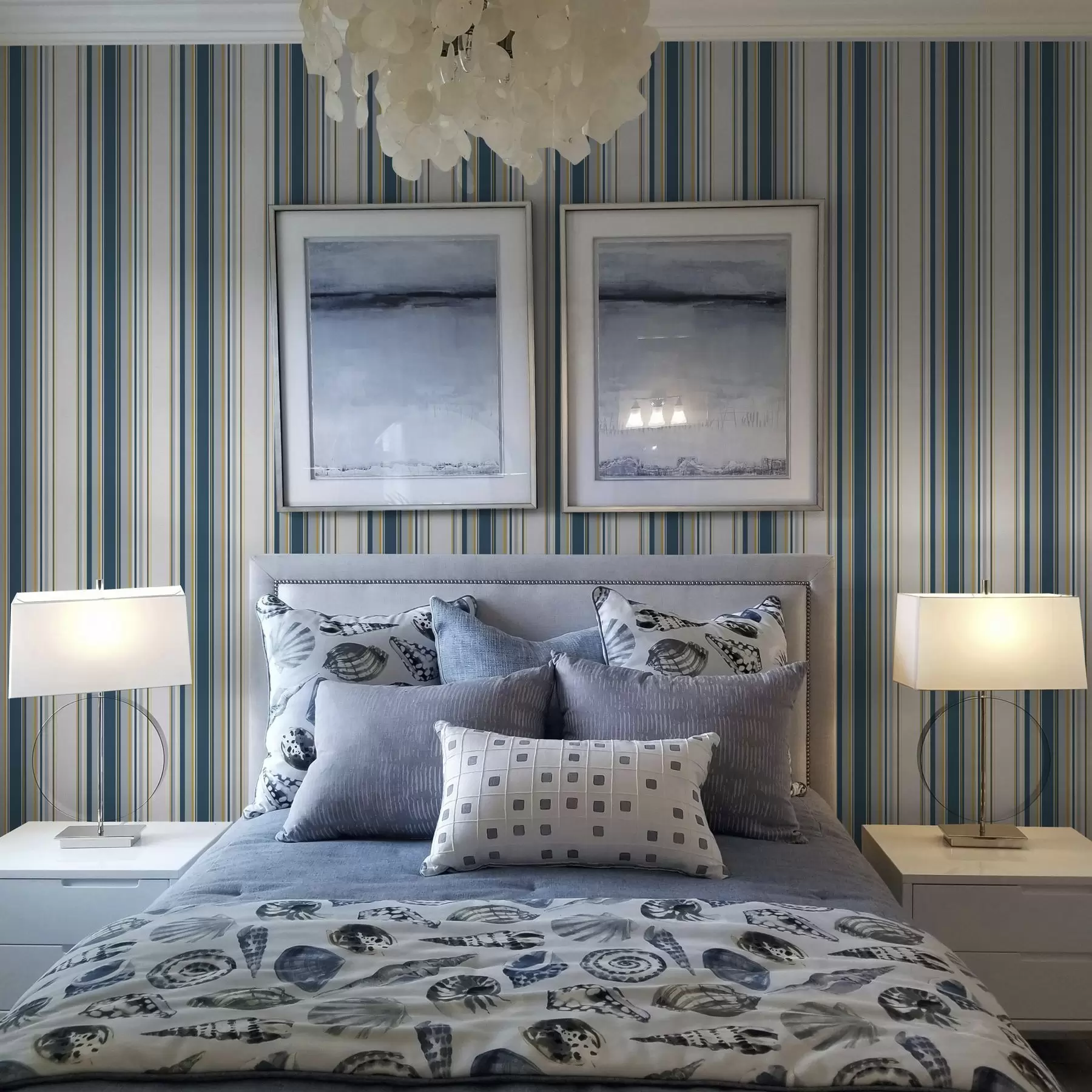 fototapeter Kontrasterende blå og gule striper på hvit bakgrunn a00566