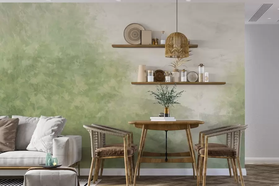 fototapeter  Imitasjon av blader på en betongvegg w04468