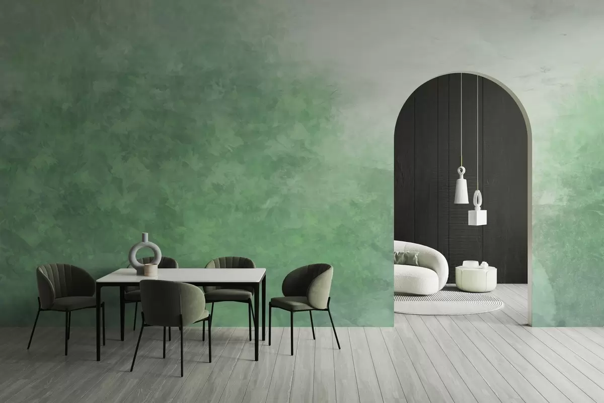 fototapeter  Imitasjon av blader på en betongvegg w04468v2