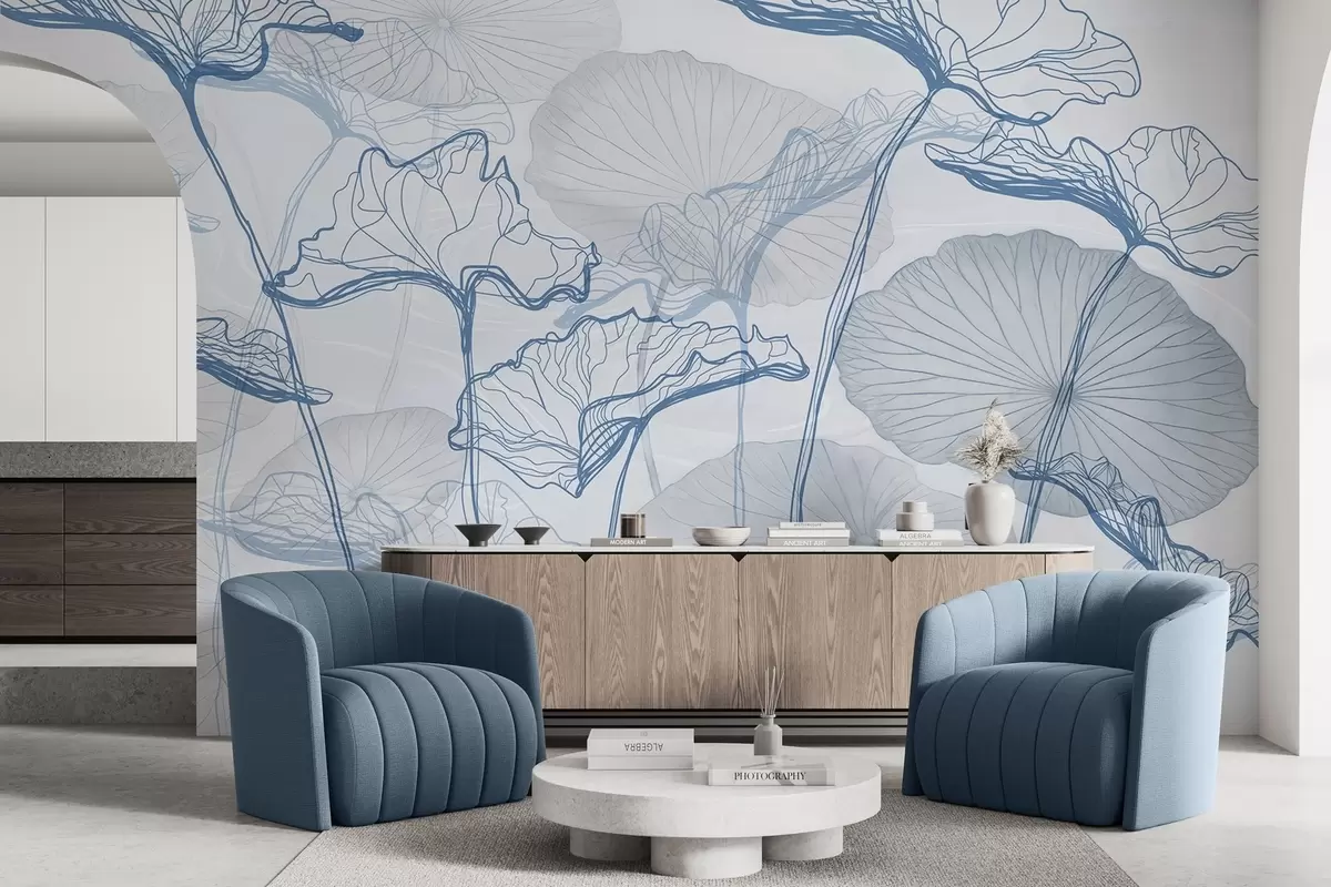 fototapeter Ulike lotusblader w04471v2