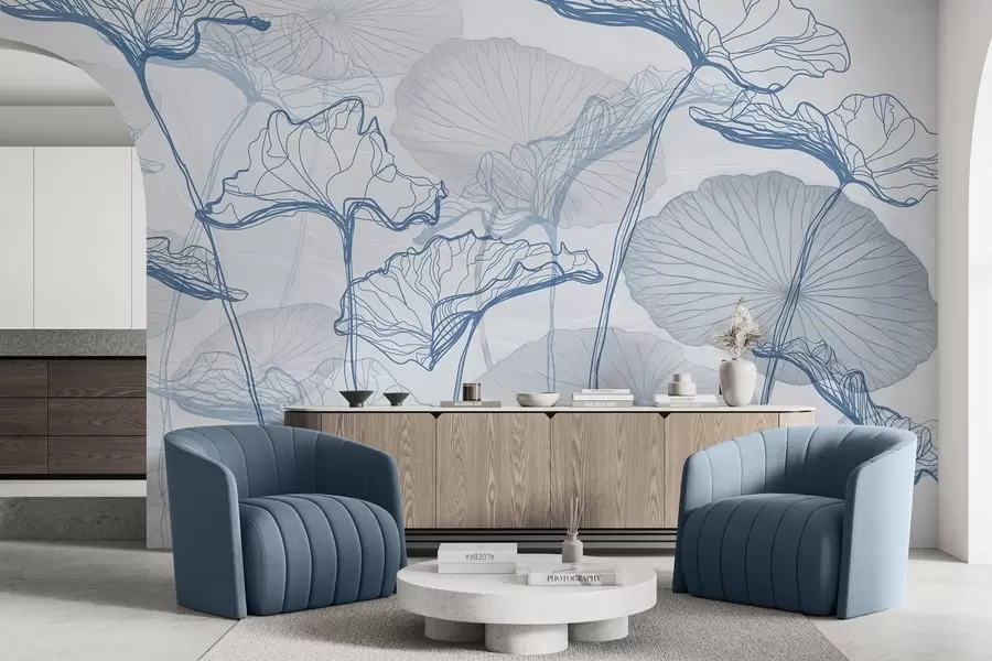 fototapeter Ulike lotusblader w04471v2