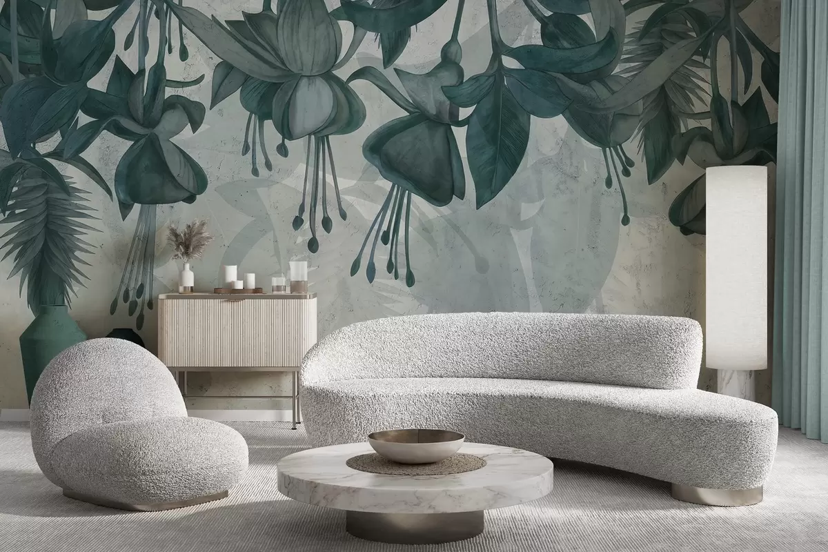 fototapeter Hengende blomster i grungestil w04472v1