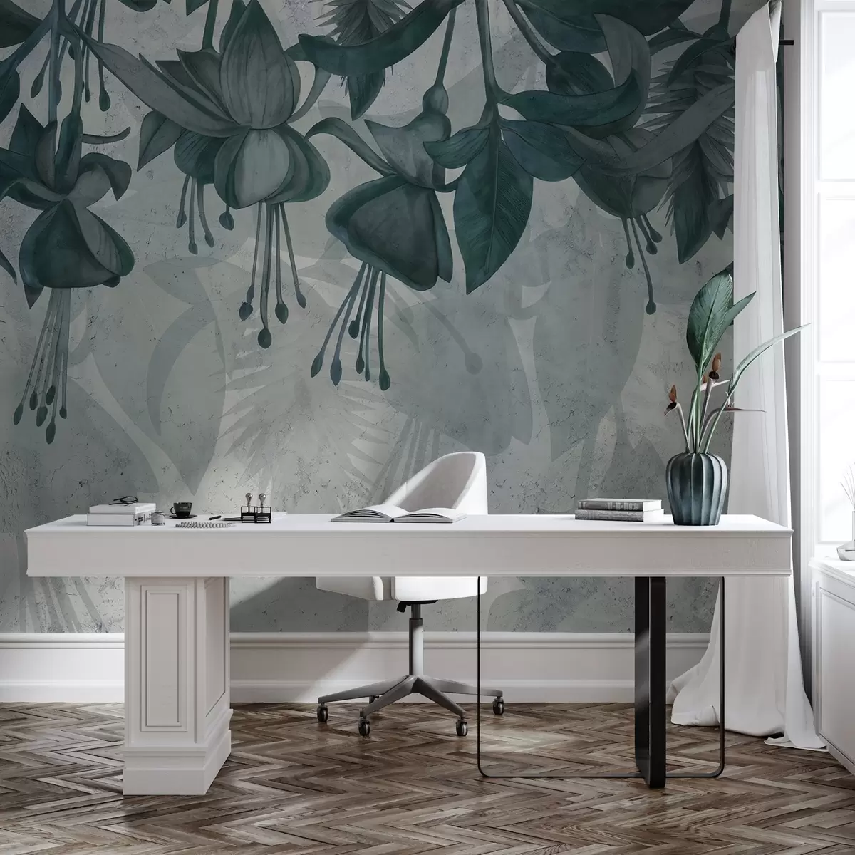 fototapeter Hengende blomster i grungestil w04472v1