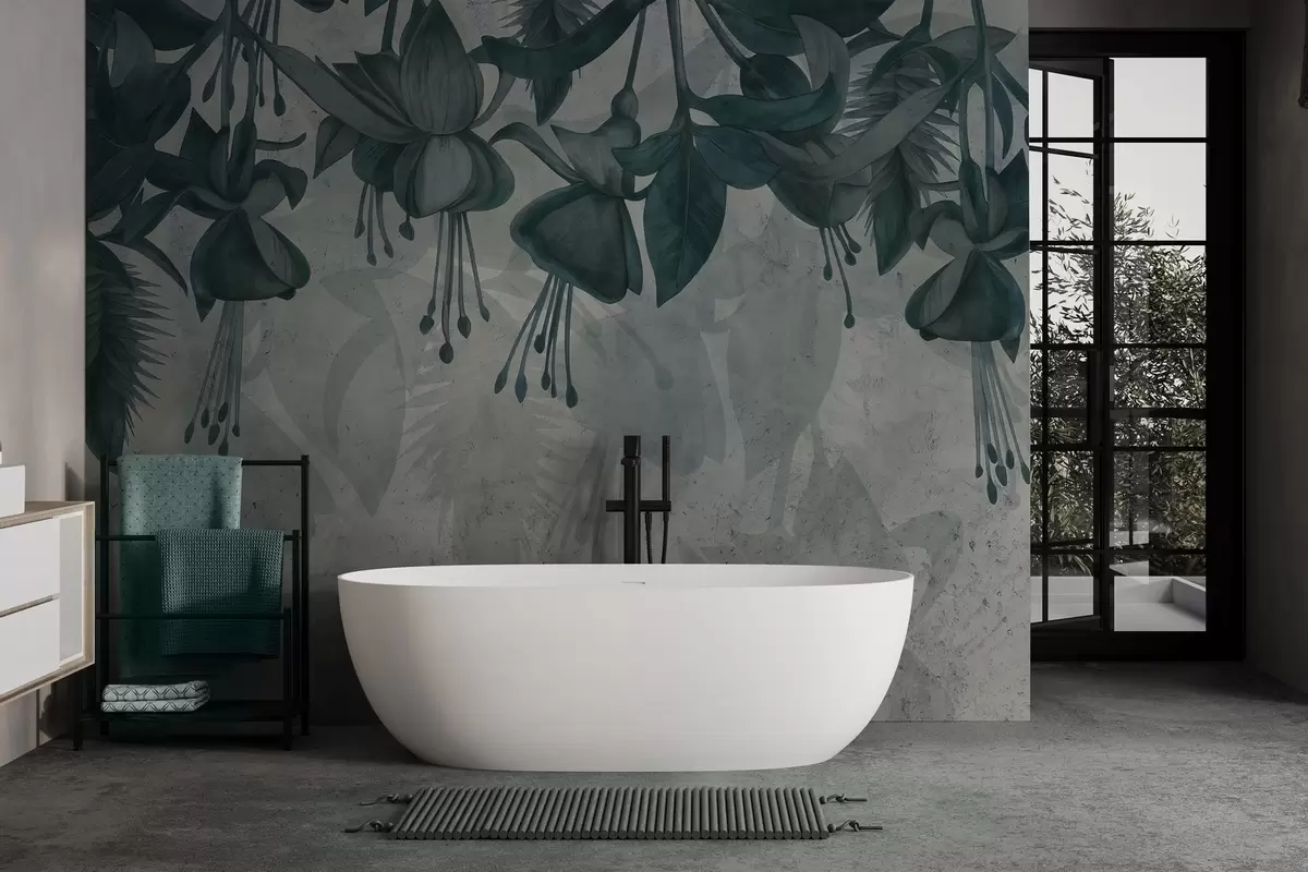 fototapeter Hengende blomster i grungestil w04472v1