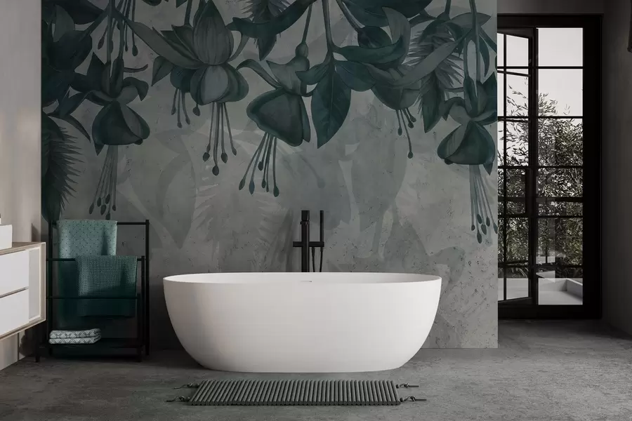 fototapeter Hengende blomster i grungestil w04472v1