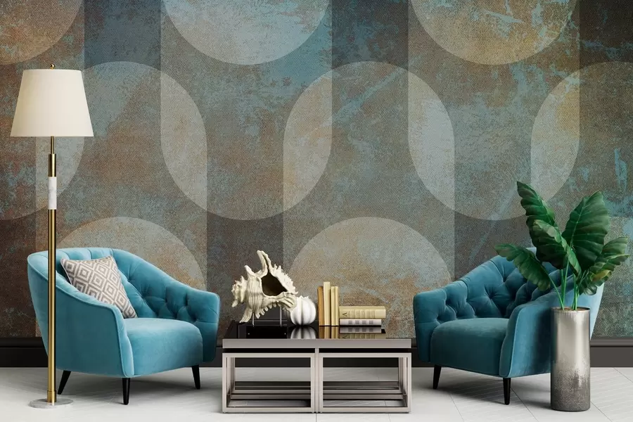 fototapeter Abstrakt geometri i retro-moderne stil w04495