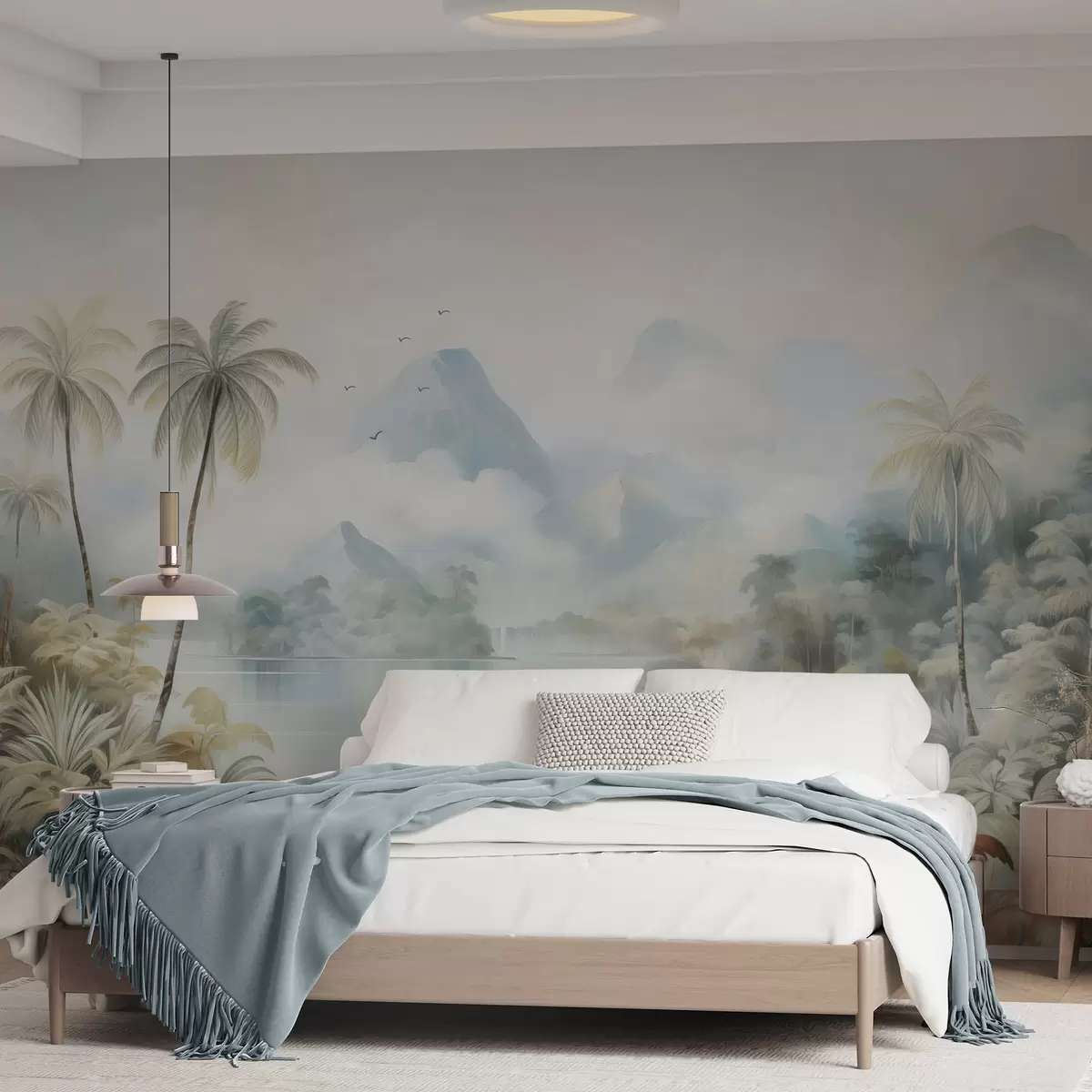 fototapeter Elv i jungelen nær fjellene w04536