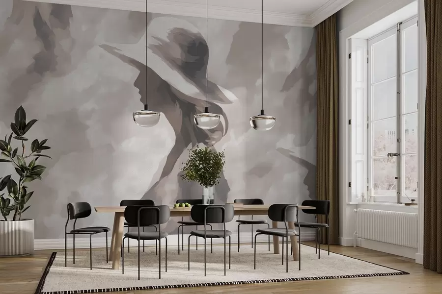 fototapeter Jente i hatt w04561