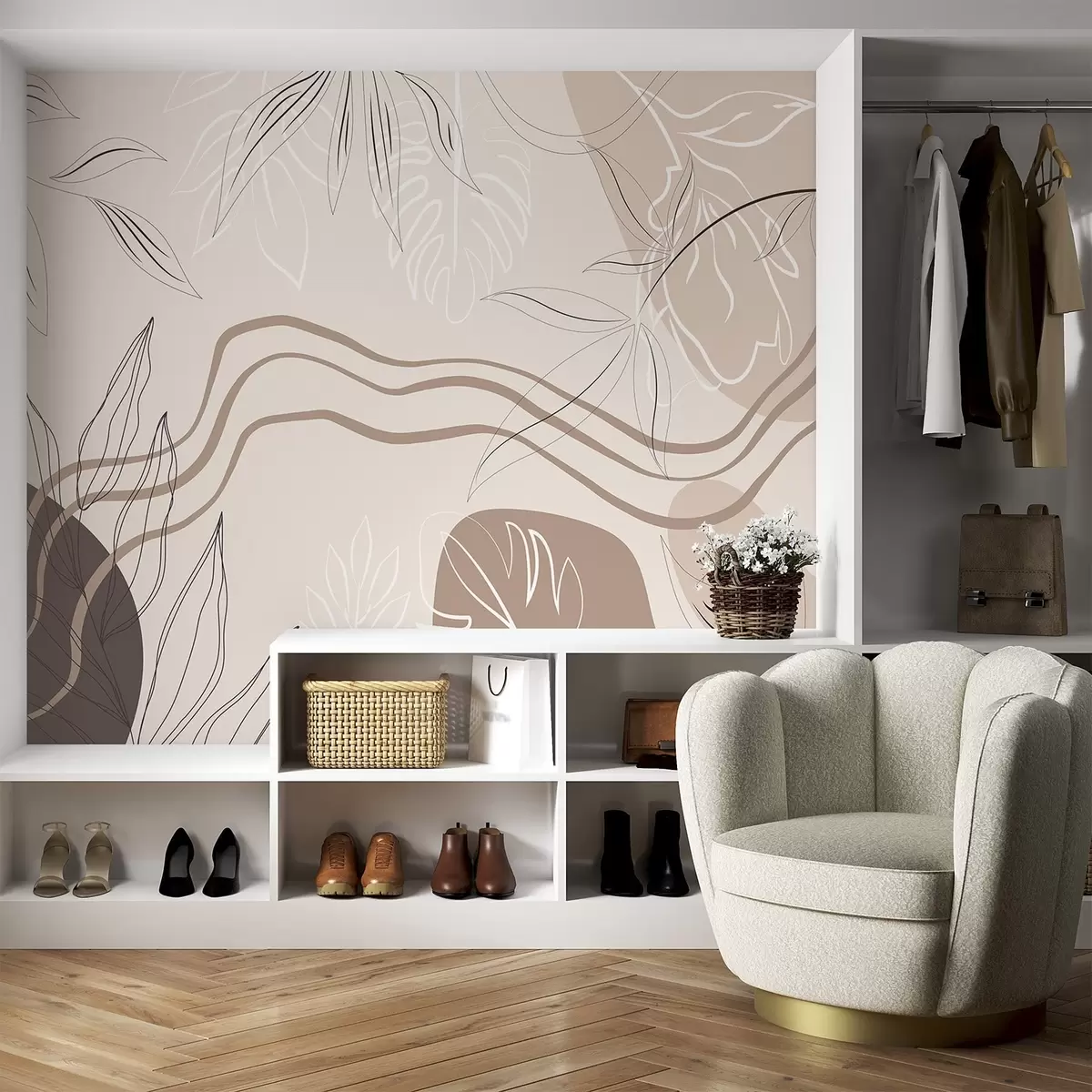 fototapeter Abstrakt med blader w04604