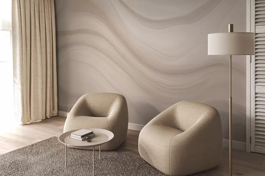 fototapeter Lys beige abstraksjon med myke bølger w04257