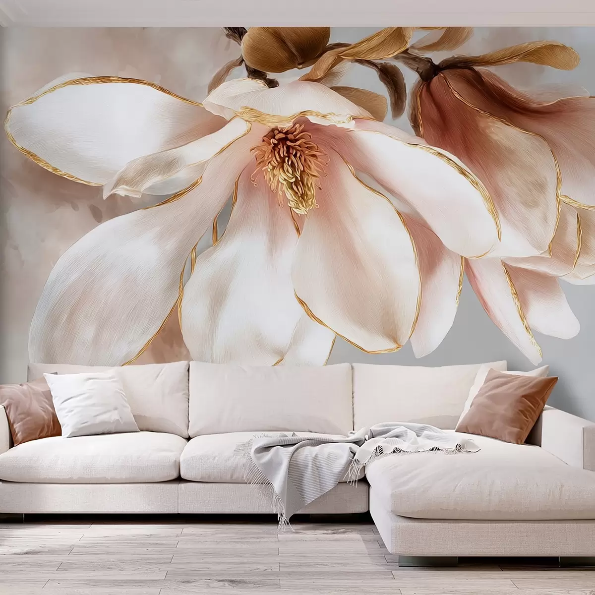 fototapeter Blomstrende magnolia i pastellfarger w09387