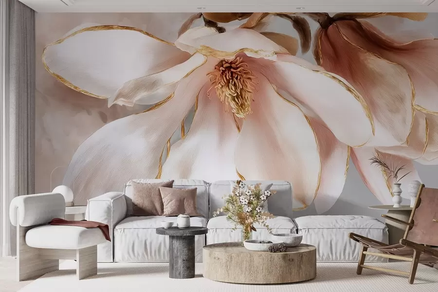 fototapeter Blomstrende magnolia i pastellfarger w09387