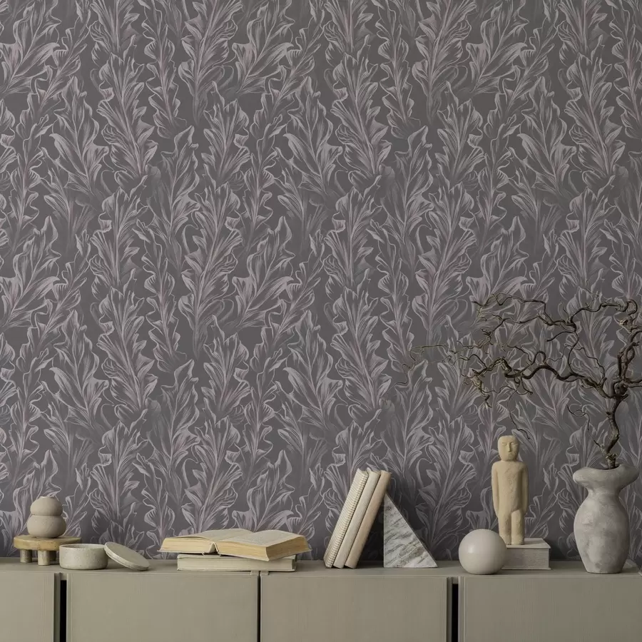 fototapeter Flytende bladbølger på grafittbakgrunn, høy kontrast a00495v1