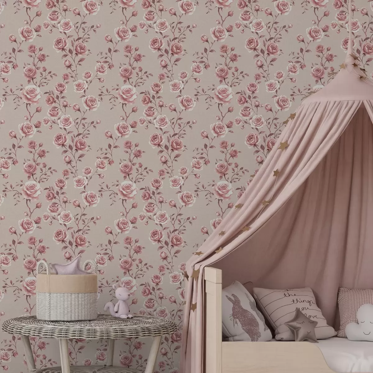 Bakgrunn Pulveraktige roser på beige — vintage mønster a00497