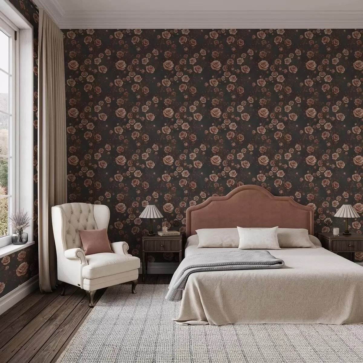 Bakgrunn Vintage roser på grafittbakgrunn, terrakottafarger a00497v1