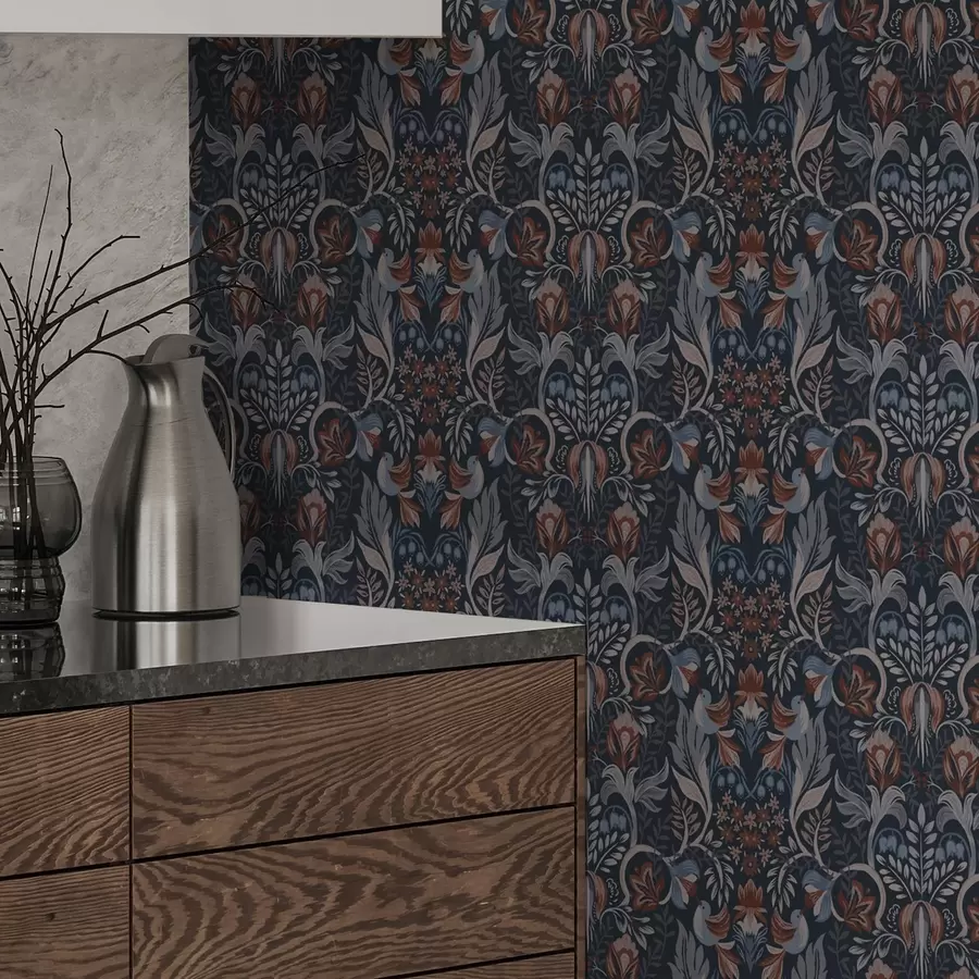 fototapeter Folkemotiv med fugler, dyp indigo a00502v1