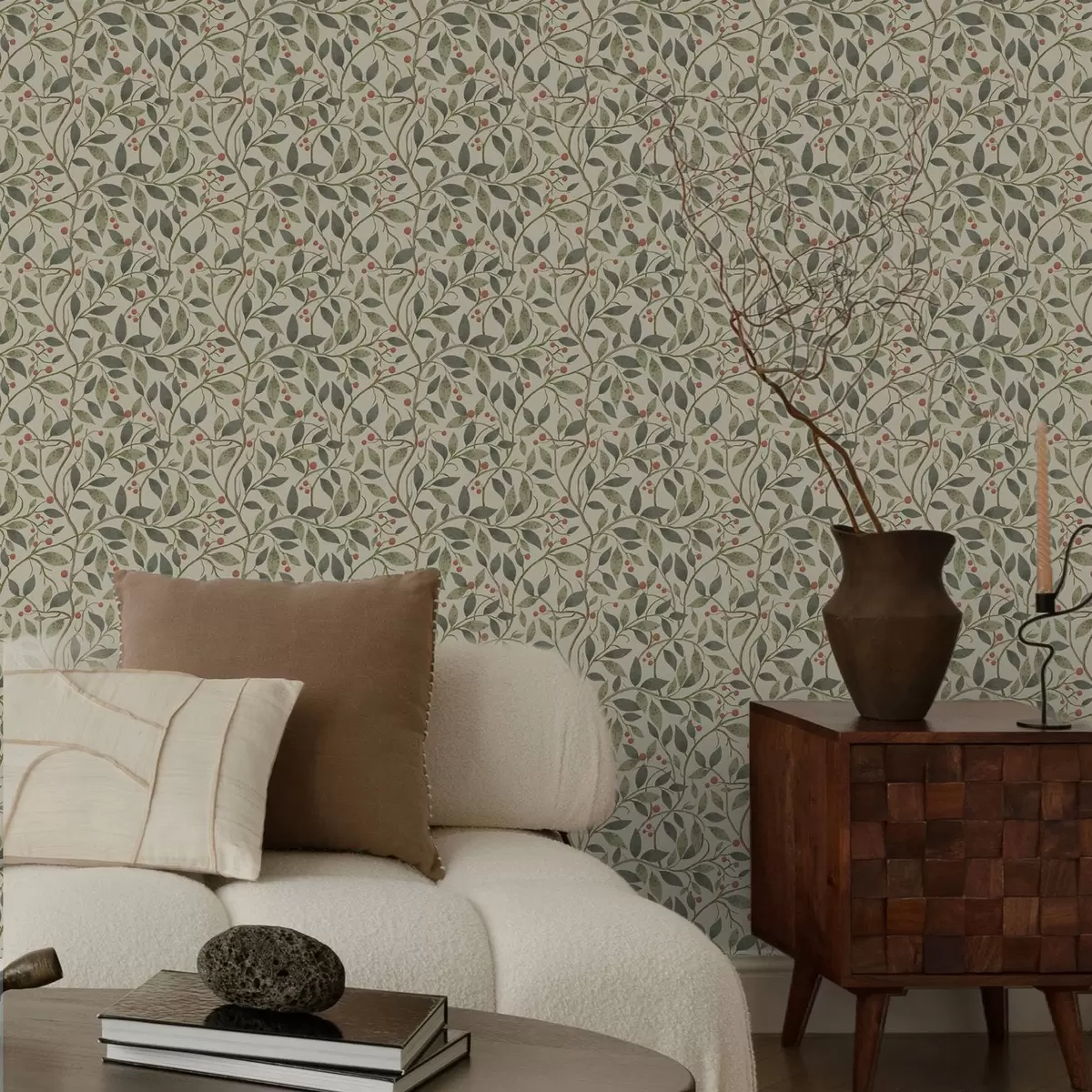 Bakgrunn Olivenkvister med bær på en varm, lys bakgrunn a00573