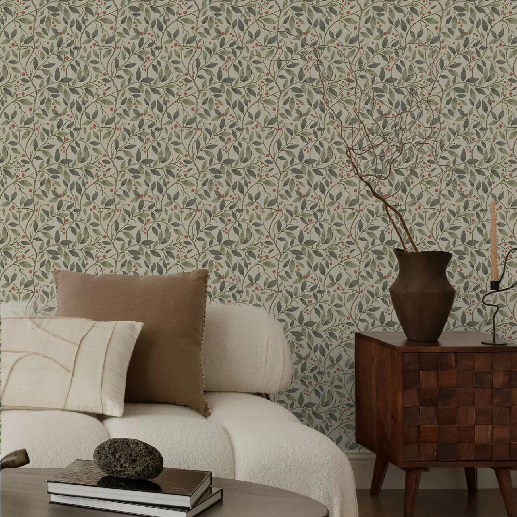 fototapeter Olivenkvister med bær på en varm, lys bakgrunn a00573