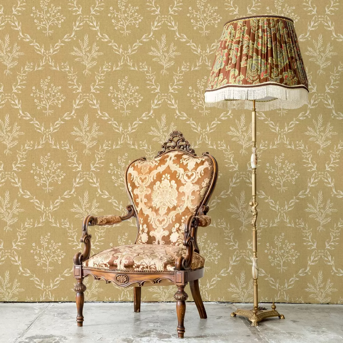 Bakgrunn Hvite kranser av urter og blomster på sennepsbakgrunn a00599