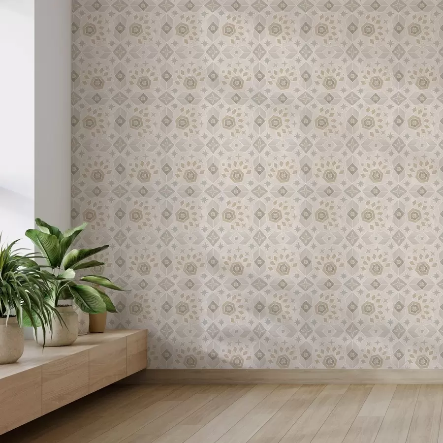 fototapeter Geometrisk mosaikkmønster i varme beigefarger a00606