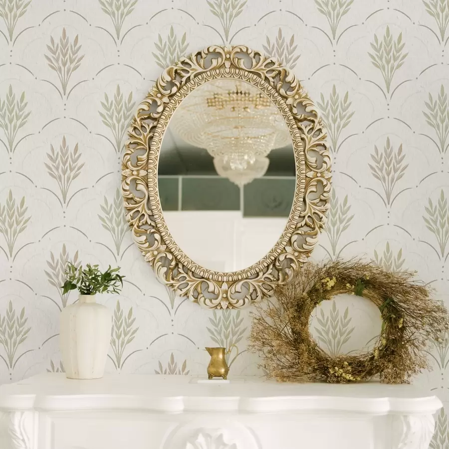 fototapeter Hvete i et buet ornament, myke pastellfarger på hvitt a00607v1