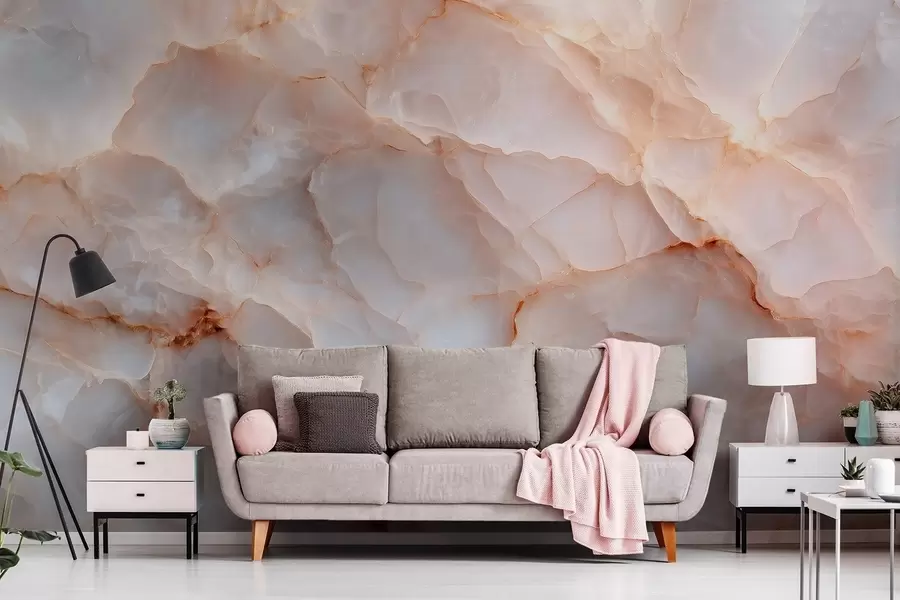 fototapeter Luksuriøs imitasjon av marmor i beige-grå toner med glitrende effekt w09412