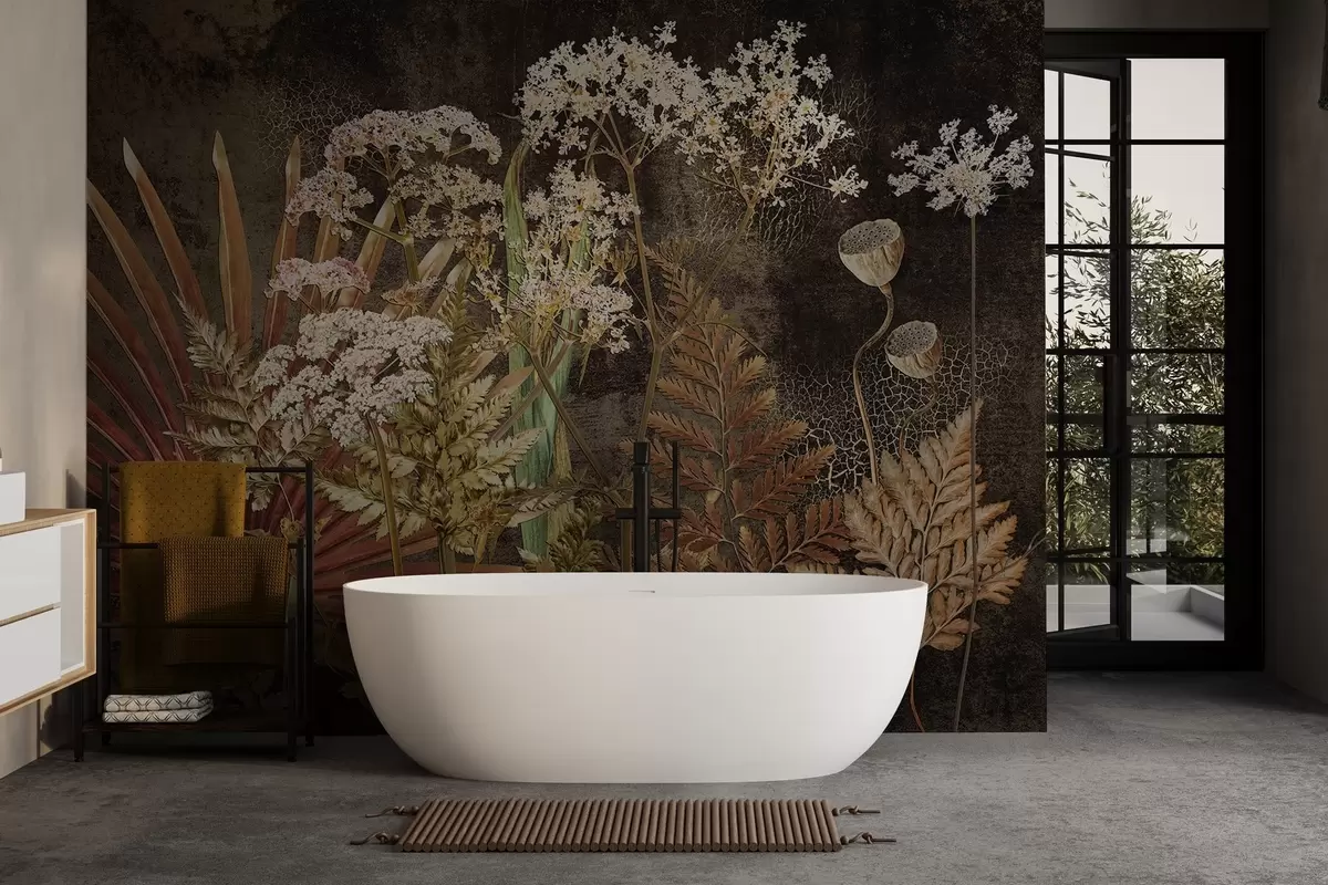 fototapeter Herbarium på mørk bakgrunn w09323