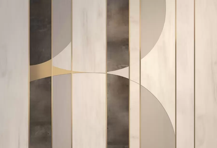fototapeter Geometriske paneler med buer og champagnefargede detaljer w04616