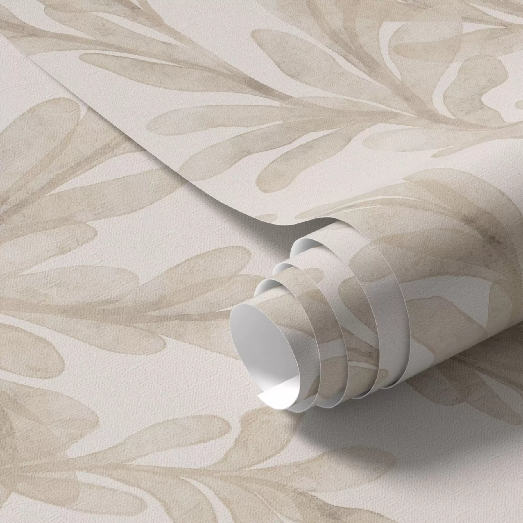 fototapeter Akvarell beige grener, mykt botanisk motiv a00617