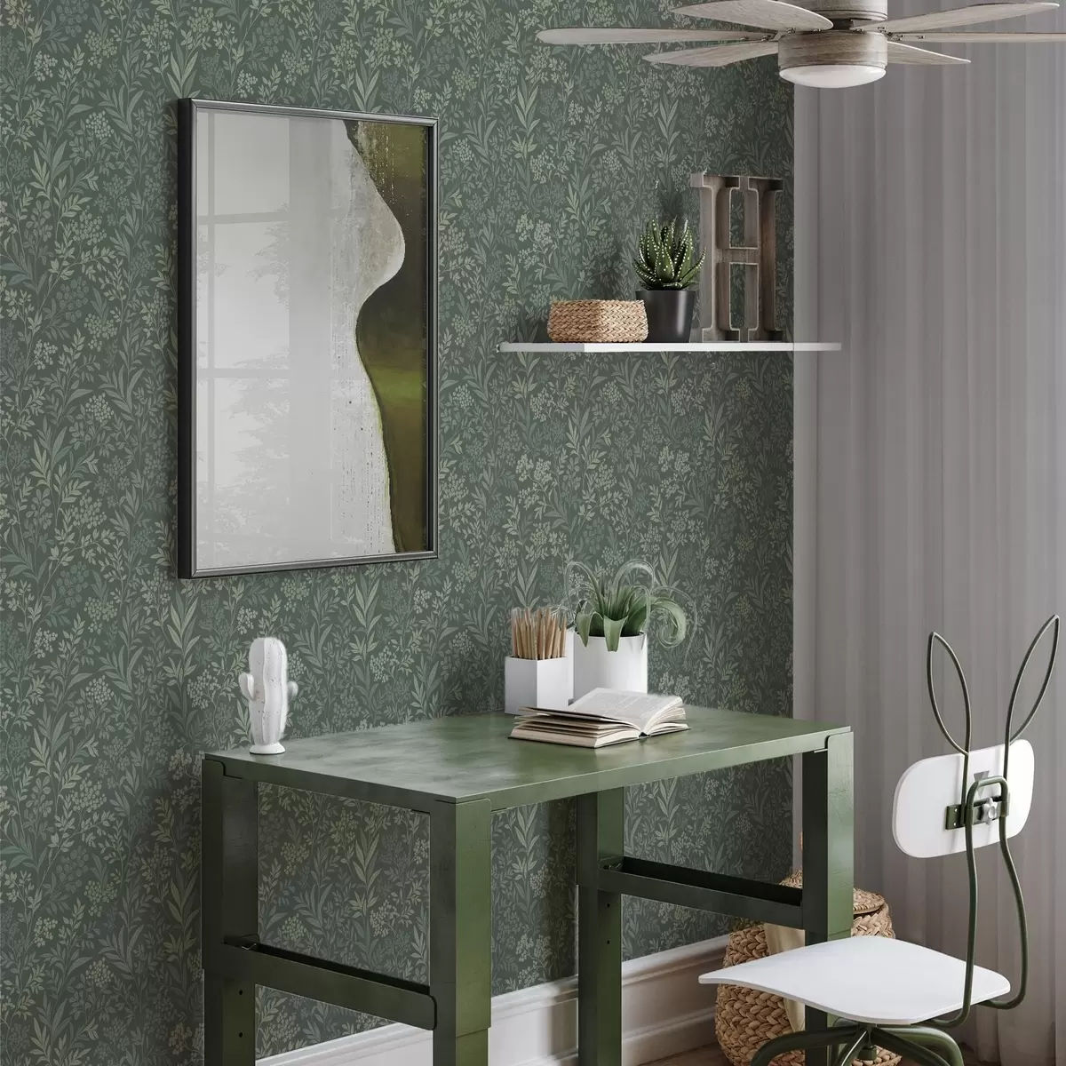 Bakgrunn Smaragdgrønt gress og bær, fint botanisk mønster a00740