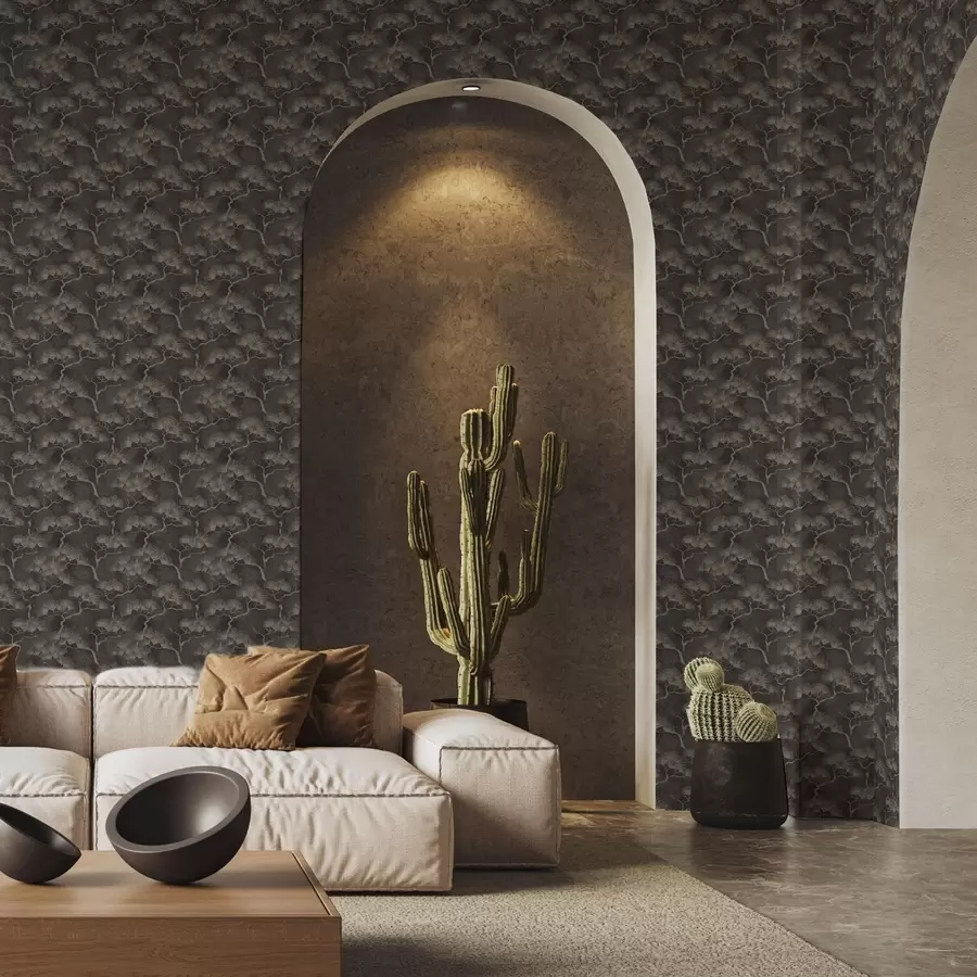 fototapeter Furu-silhuetter på mørk bakgrunn, tåkete tekstur a00742