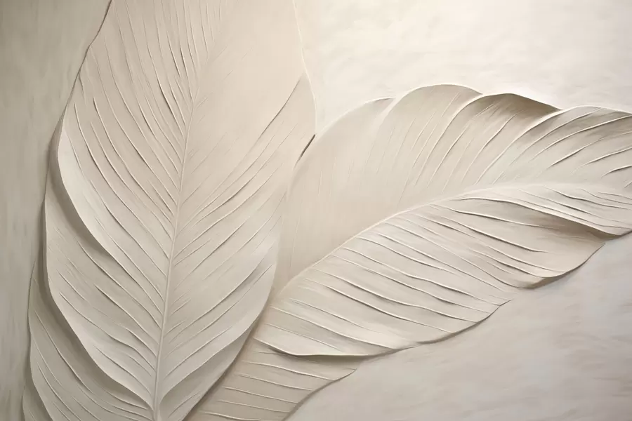 fototapeter Pregede beige blader med myke skygger w04614