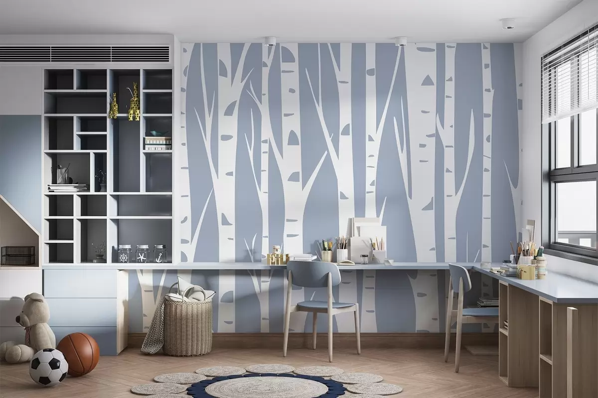 fototapeter Bjørkeskog w04658v1