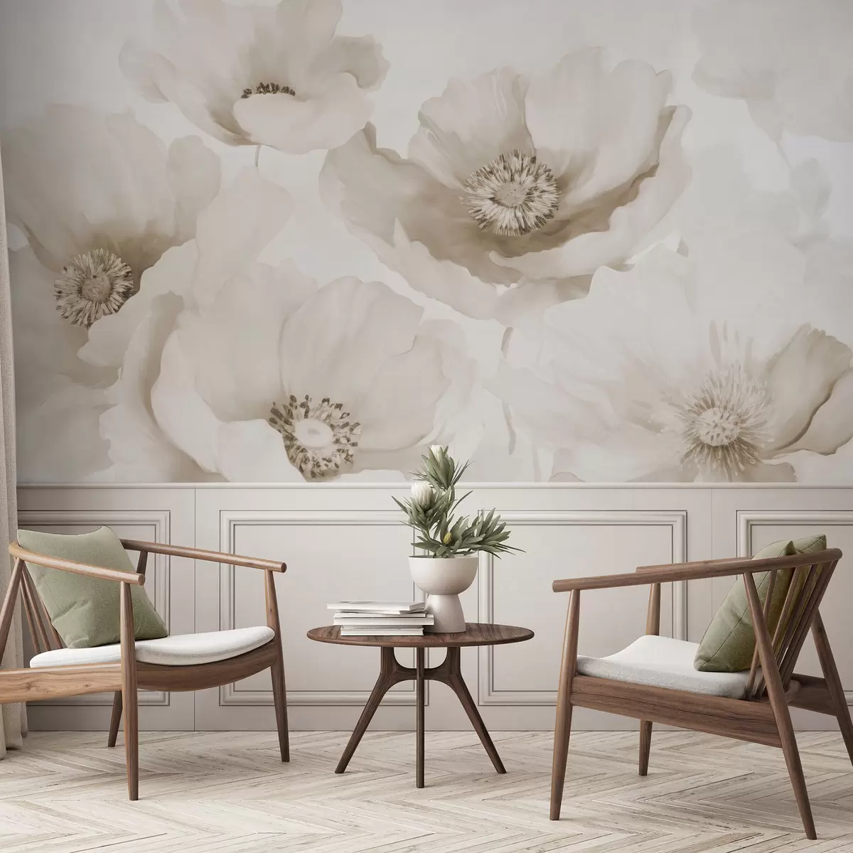 fototapeter Valmuer  beige nyanser w04656v1