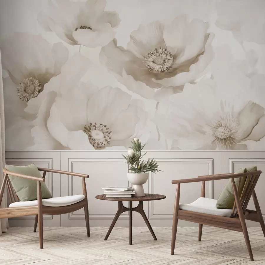 fototapeter Valmuer  beige nyanser w04656v1