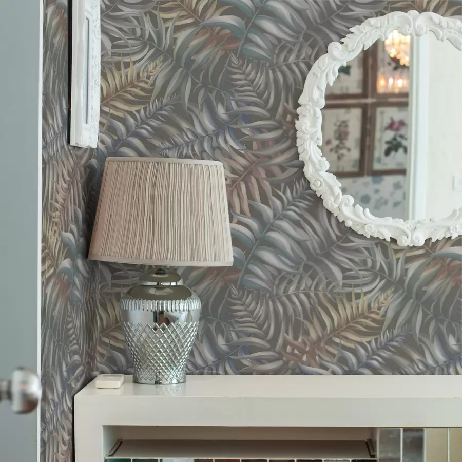 fototapeter Lagdelte palmeblader i dempede farger a00789