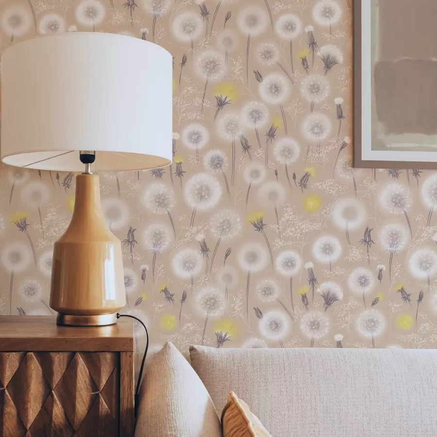 fototapeter Løvetann og frø på en ferskenbakgrunn a00790v1