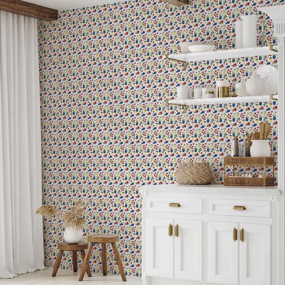 Bakgrunn Lyst frukt-botanisk mønster på hvit bakgrunn a00637v1