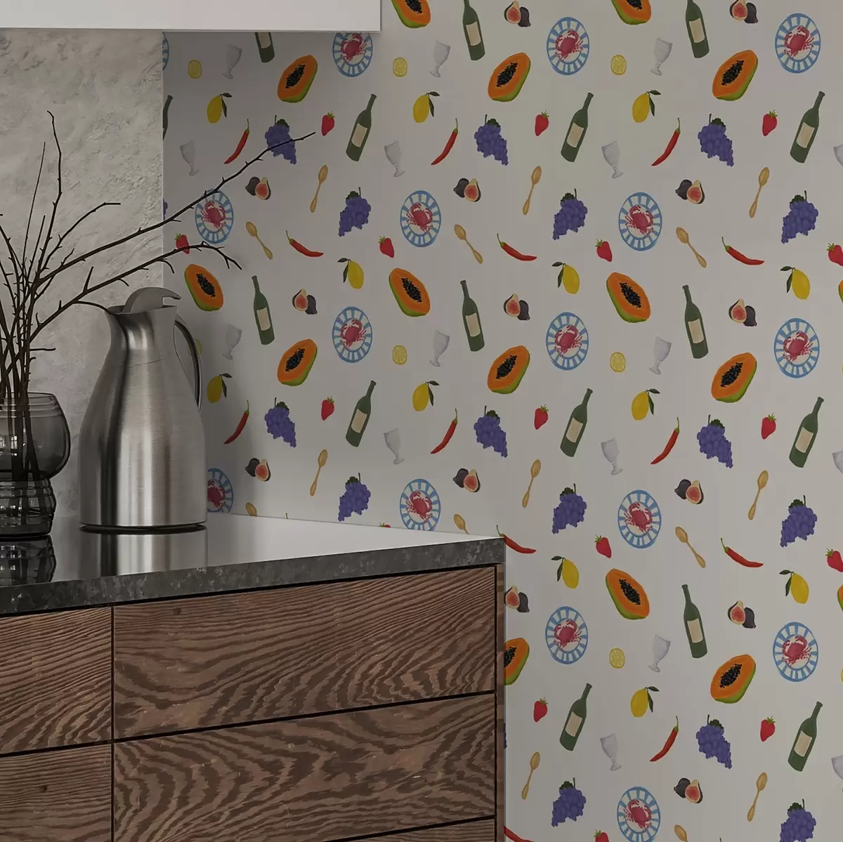 Bakgrunn Frukt, vin og krydder arrangert på en lys bakgrunn a00639