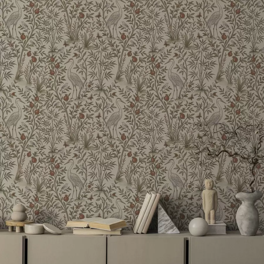 fototapeter Fugler blant granatepletrær i naturlige omgivelser a00699