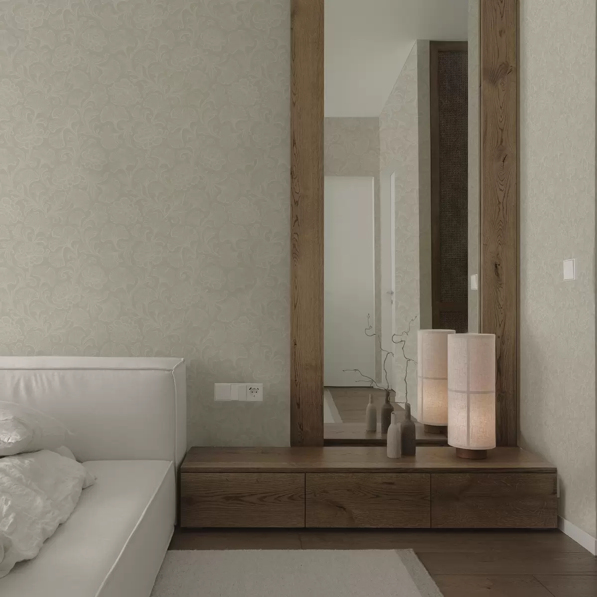 Bakgrunn Lysmønster med ginkgo og pioner a00700