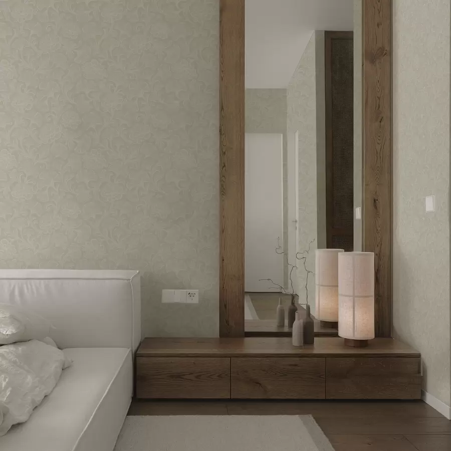 fototapeter Lysmønster med ginkgo og pioner a00700