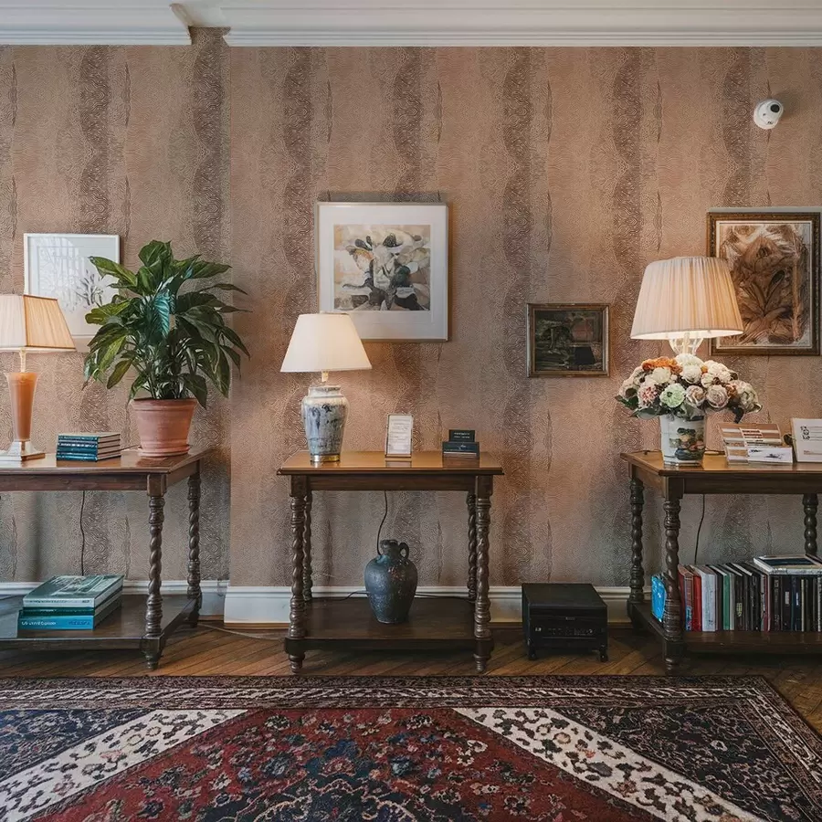 fototapeter Bølget geometrisk mønster i en lys beige-brun fargepalett a00804