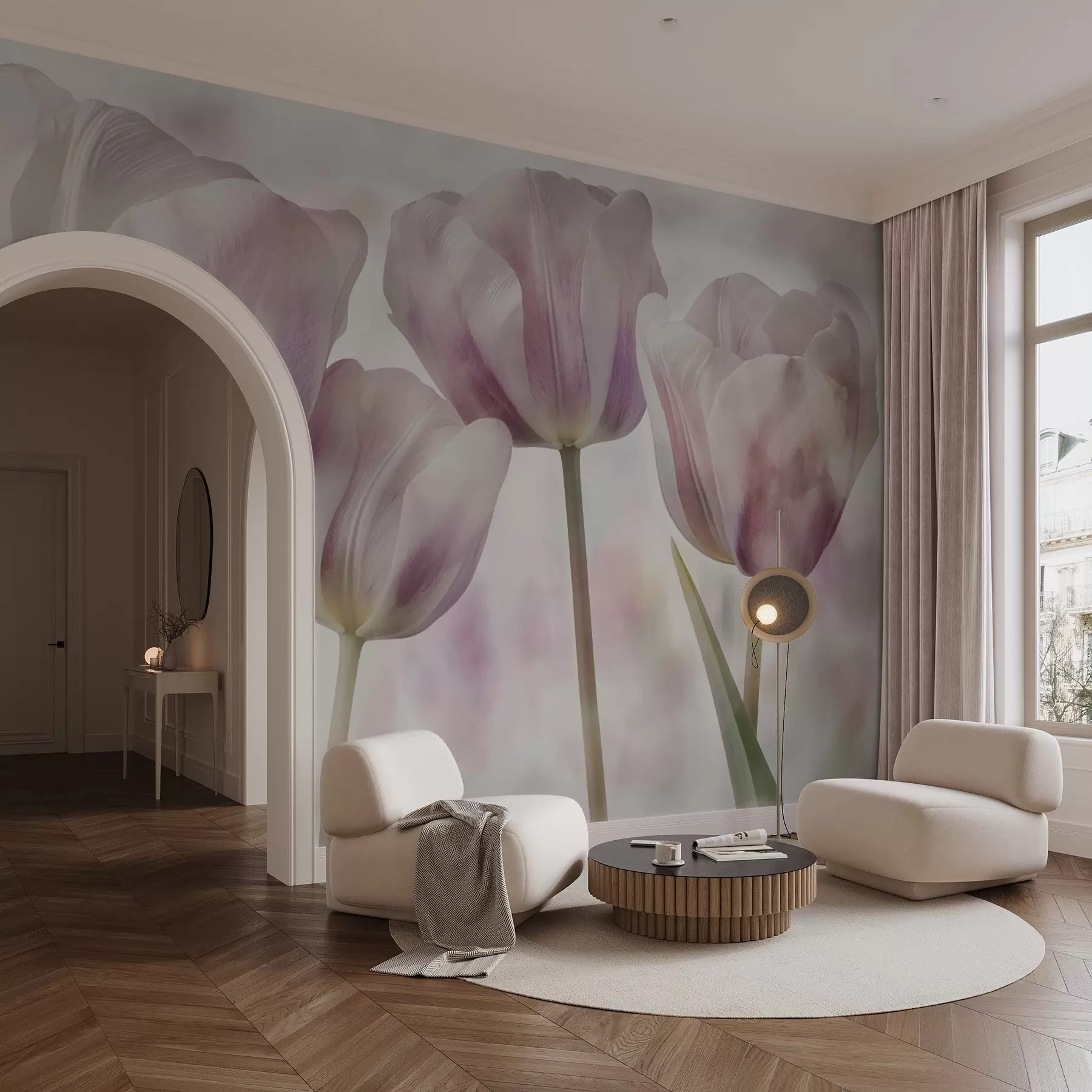 fototapeter Tulipaner i myke farger w04700