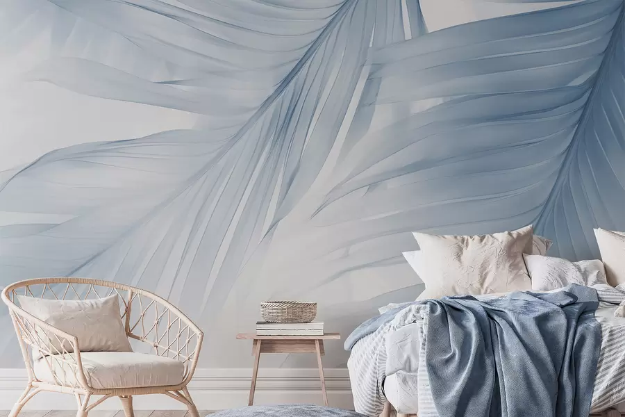 fototapeter Bregneblader i blå nyanser w04727v1