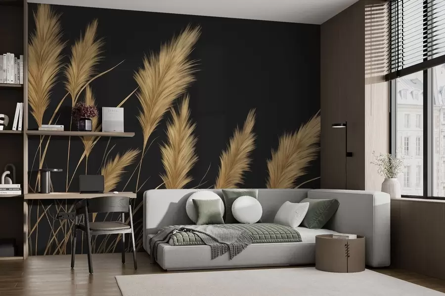 fototapeter Fluffy hvetespikre på mørk bakgrunn w04734